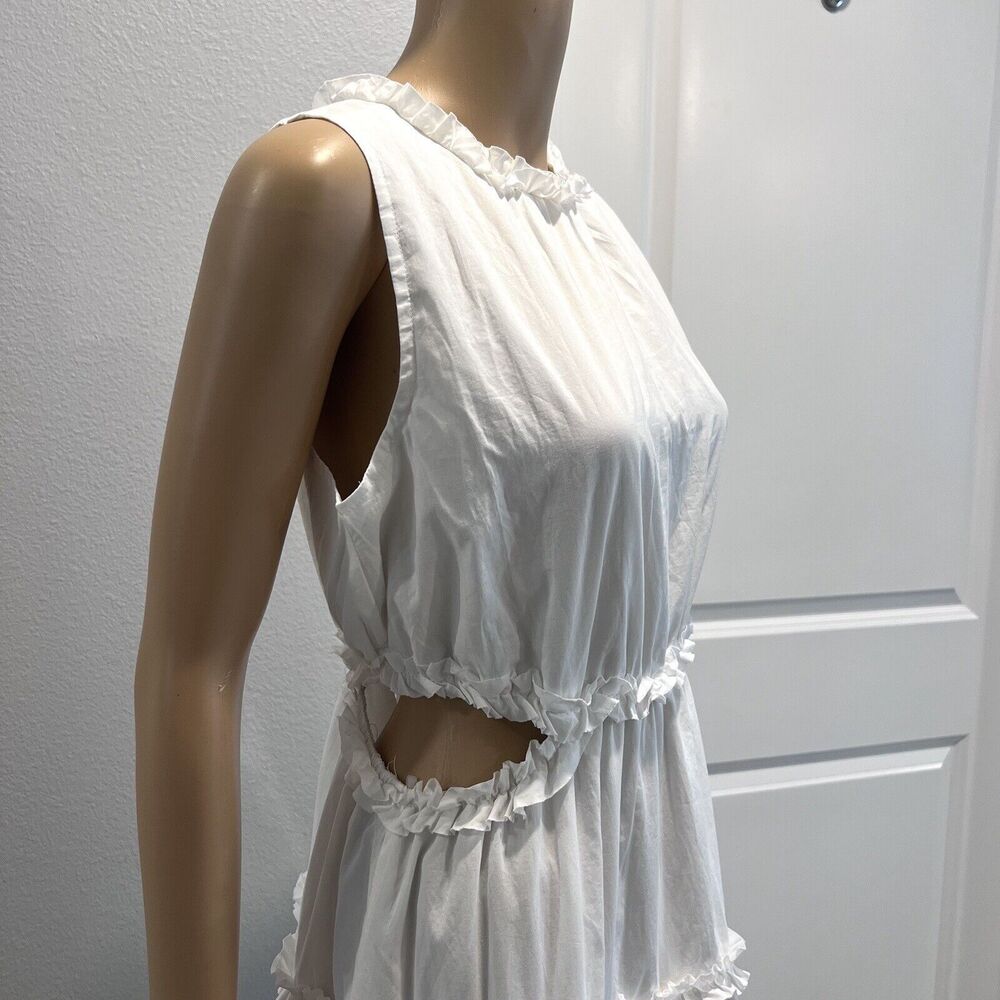 &Merci Women’s White Ruffle Tiered Cut-Out Midi Cottage Beach Dress Size Large - Picture 8 of 15